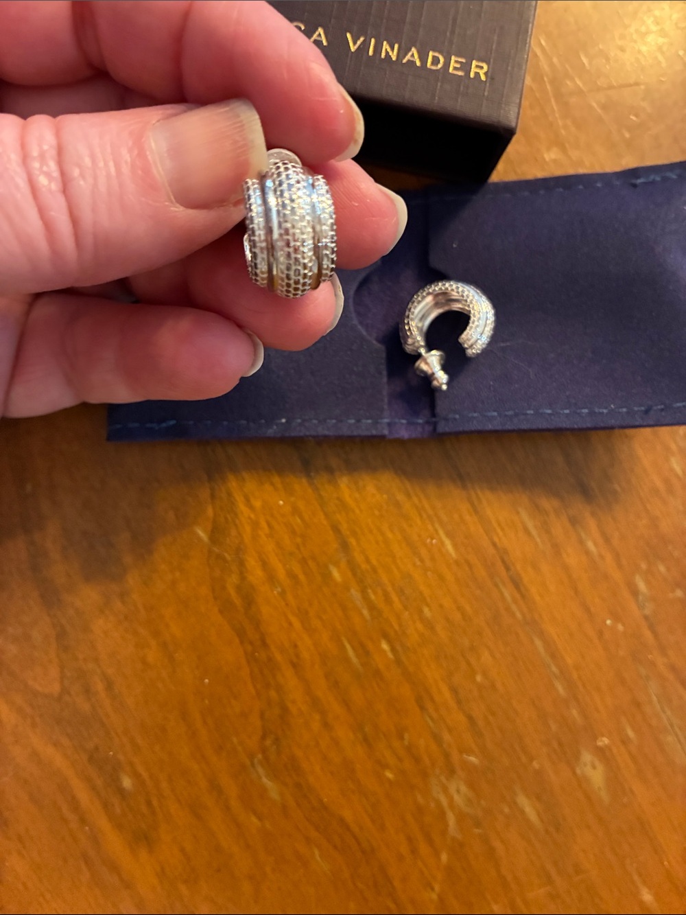 MONICA VINADER Silver Textured Hoop Earrings